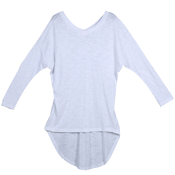 M2O: L/XL White Hi Low Jersey Blouse