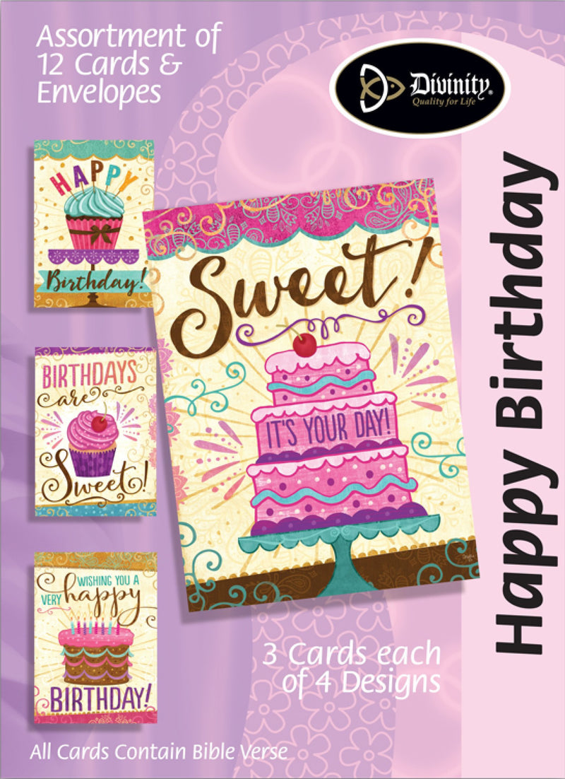 Divinity Boutique Boxed Cards: Happy Birthday-Cakes & Cupcakes