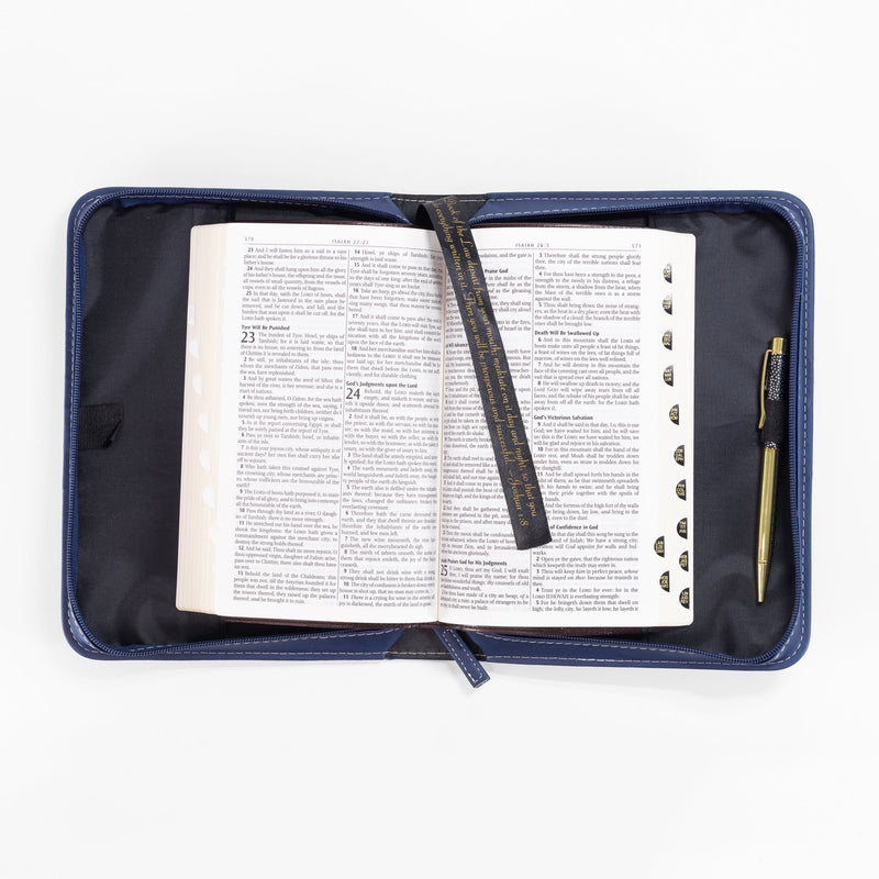 Divine Details: Bible Cover Navy Blue Flying Compass Rose