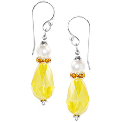 Pearl & Yellow Cut Crystal Drops