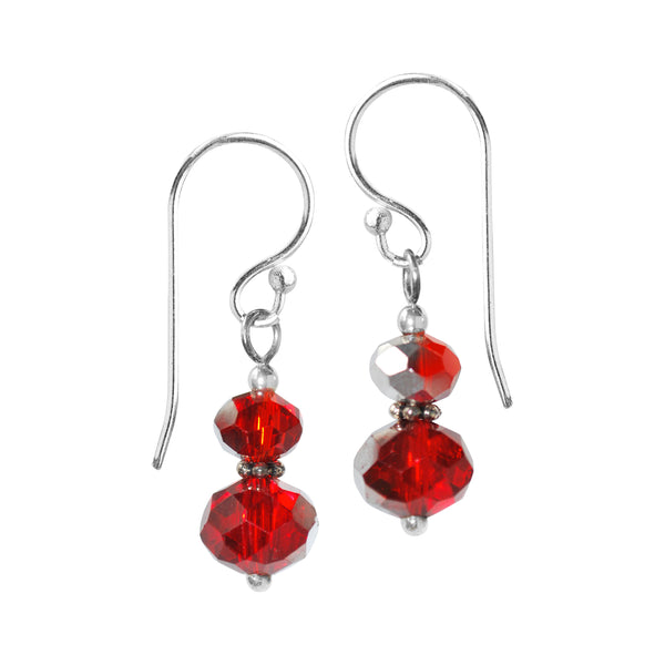 Red Cut Crystal Double Drops