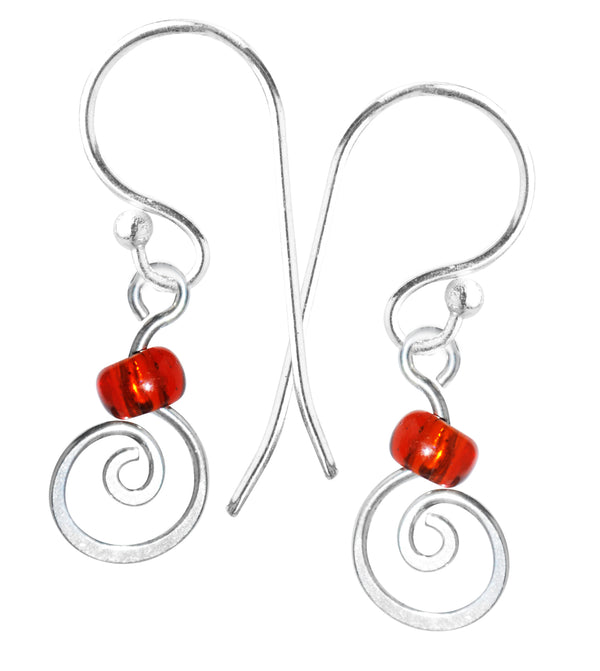 Red Bead Silver Spiral