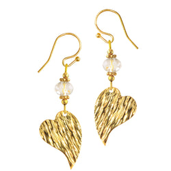 Gold Hearts w/White Crystal