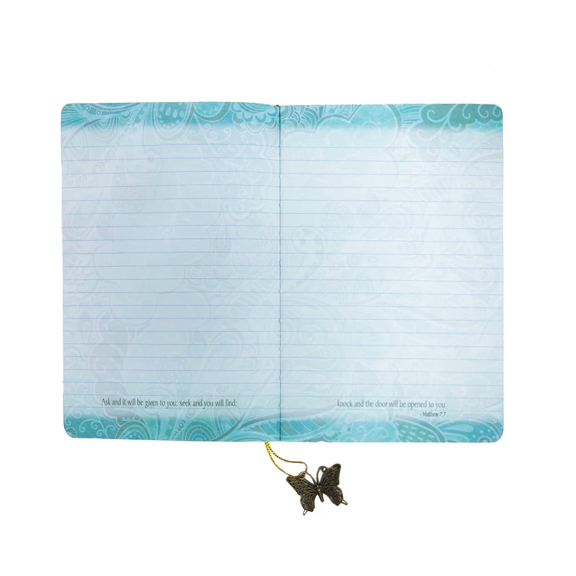 Faux Leather Journal : Teal Serenity Prayer, Butterfly Charm