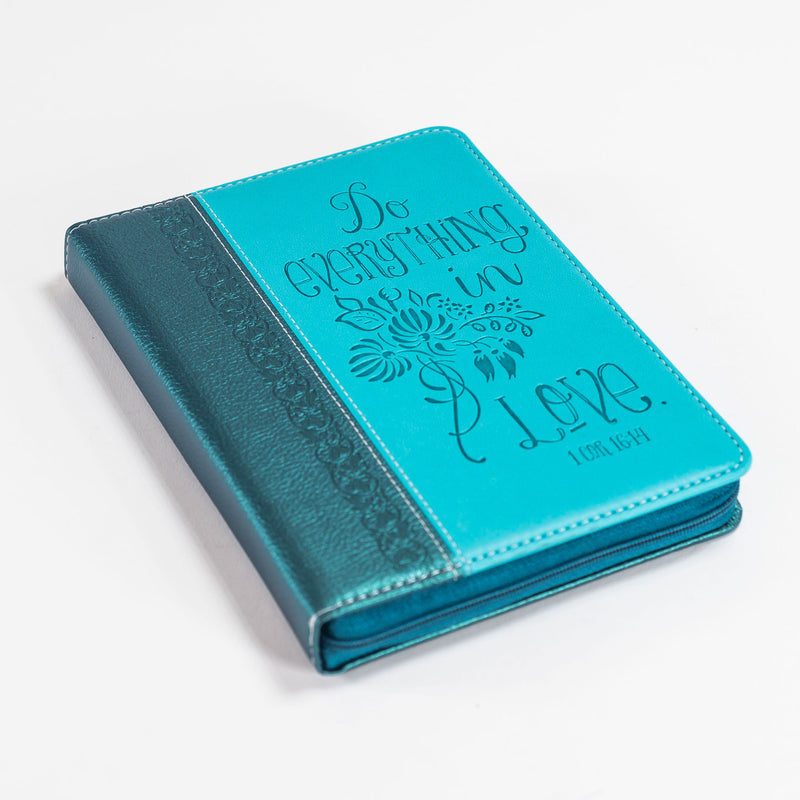 Bible Journal - Teal Floral, 1 Cor. 16:14