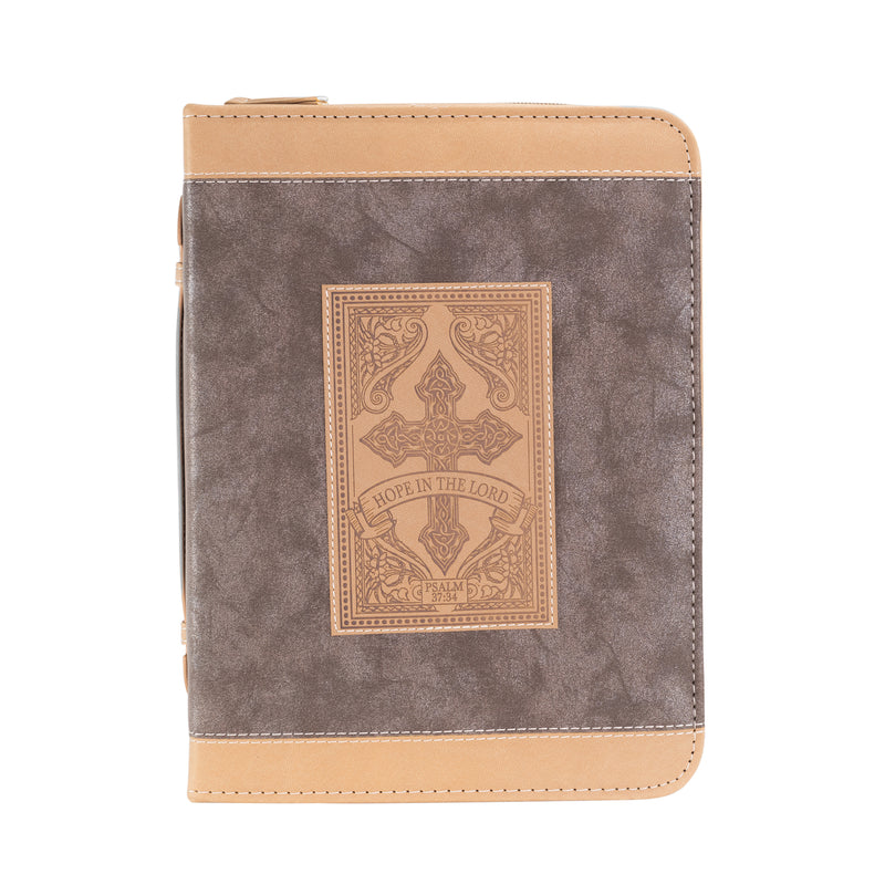 Divine Details: Bible Cover - Brown Cross Hope in the Lord - Psalm 37:34