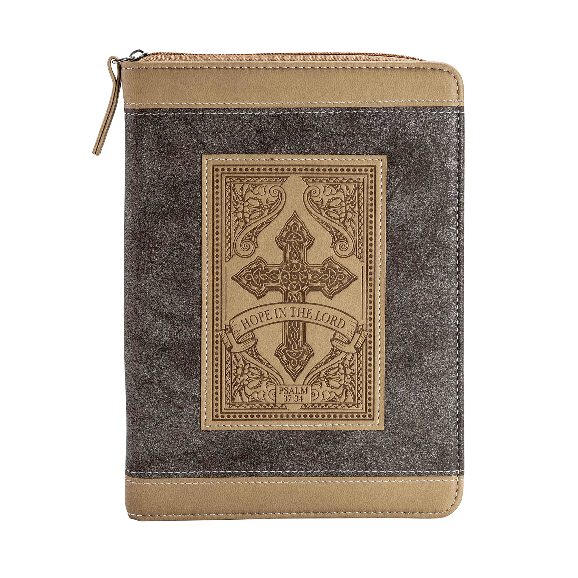 Divine Details: Zippered Journal: Brown Cross Hope in the Lord