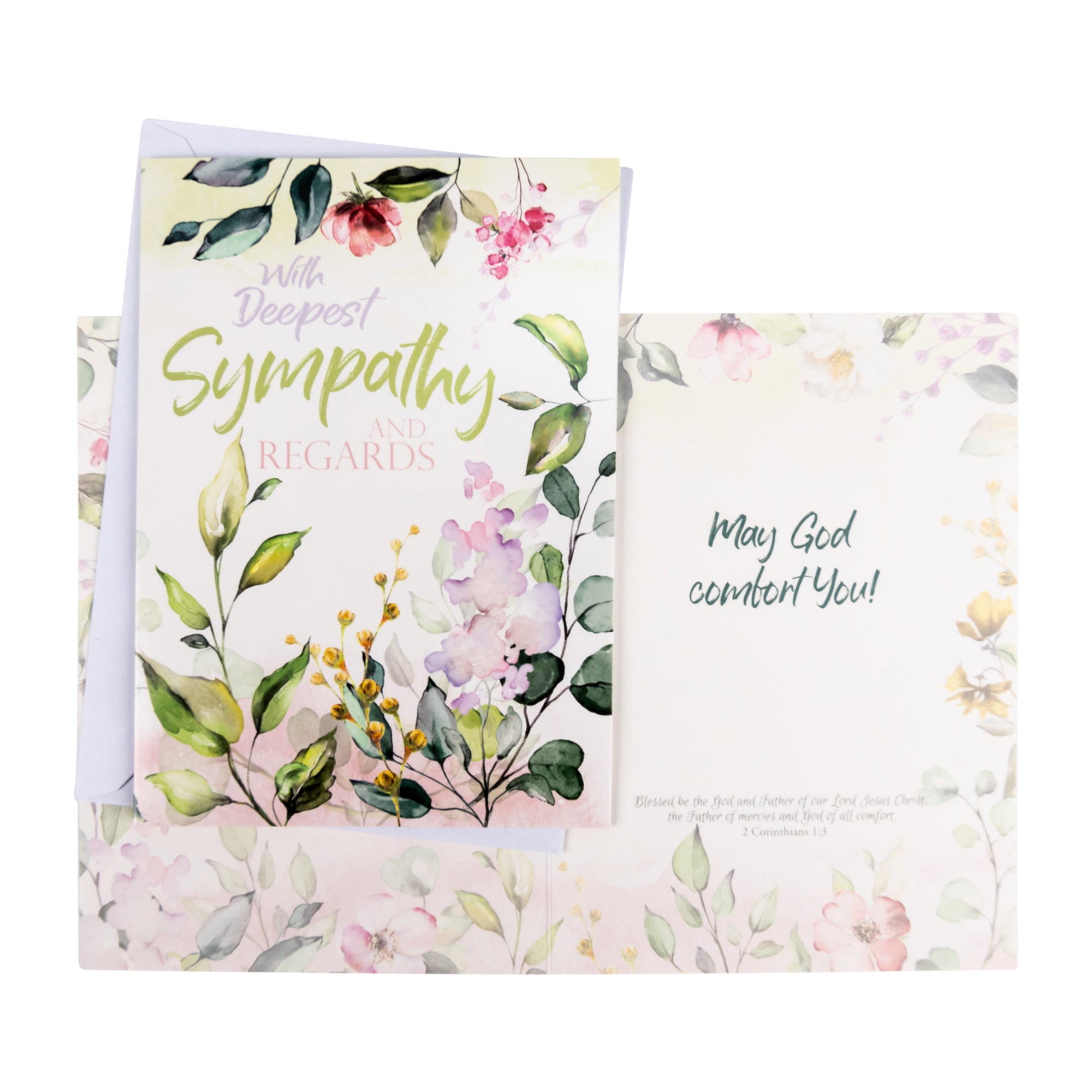 Single Cards: Sympathy Watercolor 2 Corinthians 1:3 (Set of 6)
