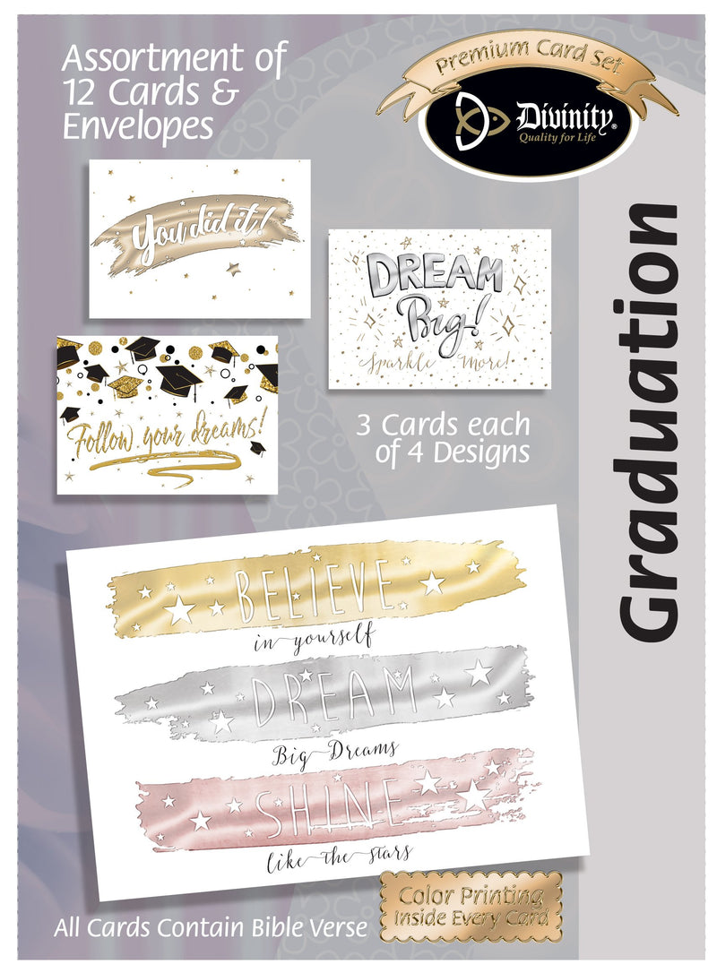 Divinity Boutique Boxed Cards: Graduation Metallic Accents, Glitter