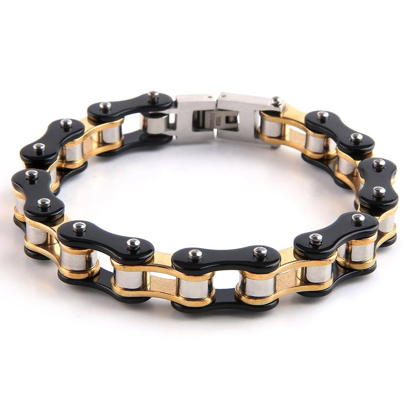 Dakata Bike Chain Bracelet Gold and Black by Mad Style Wholesale
