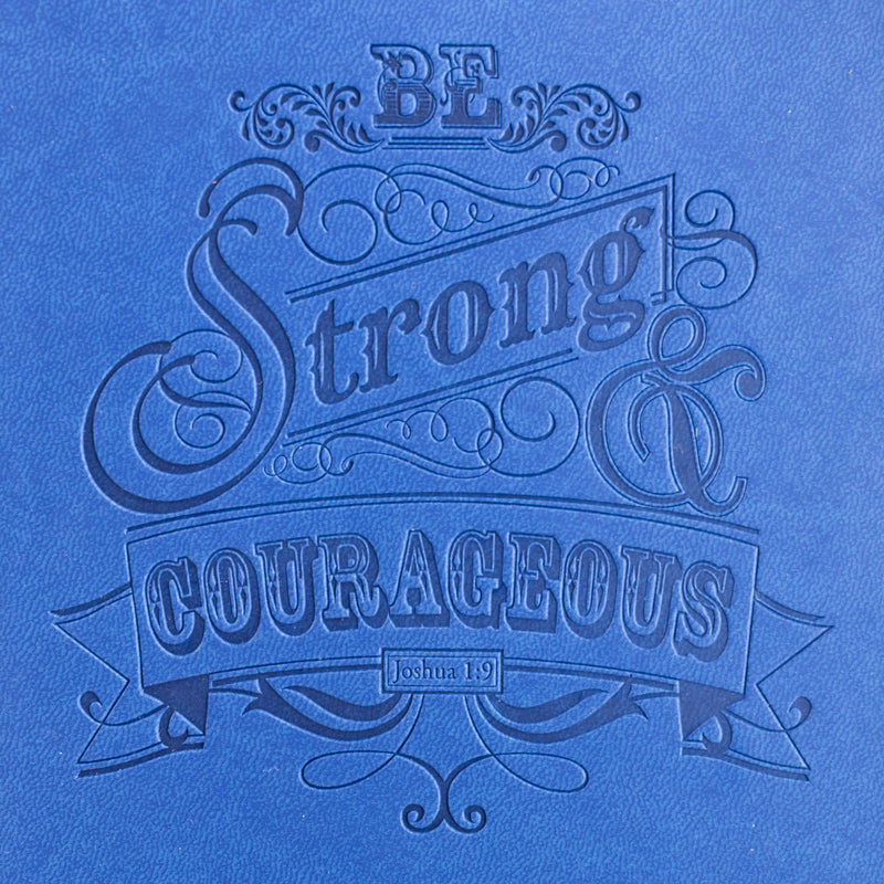 Faux Leather Journal : Navy Be Strong & Courageous, Dog Tag Charm