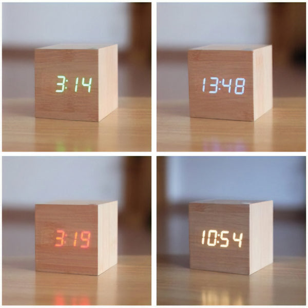 Square Wood Digital Desk Clock - Mad Man by Mad Style Wholesale