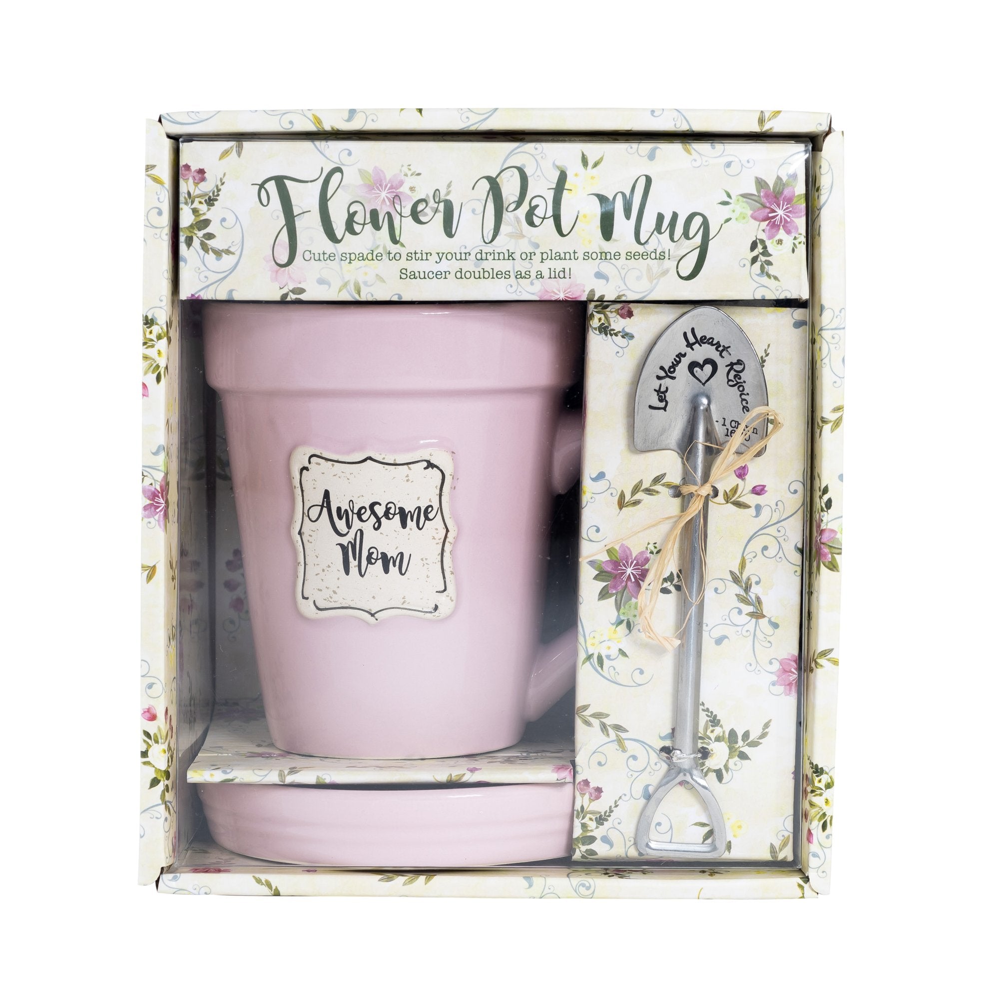Pink Flower Pot Mug w/Scripture - "Awesome Mom"