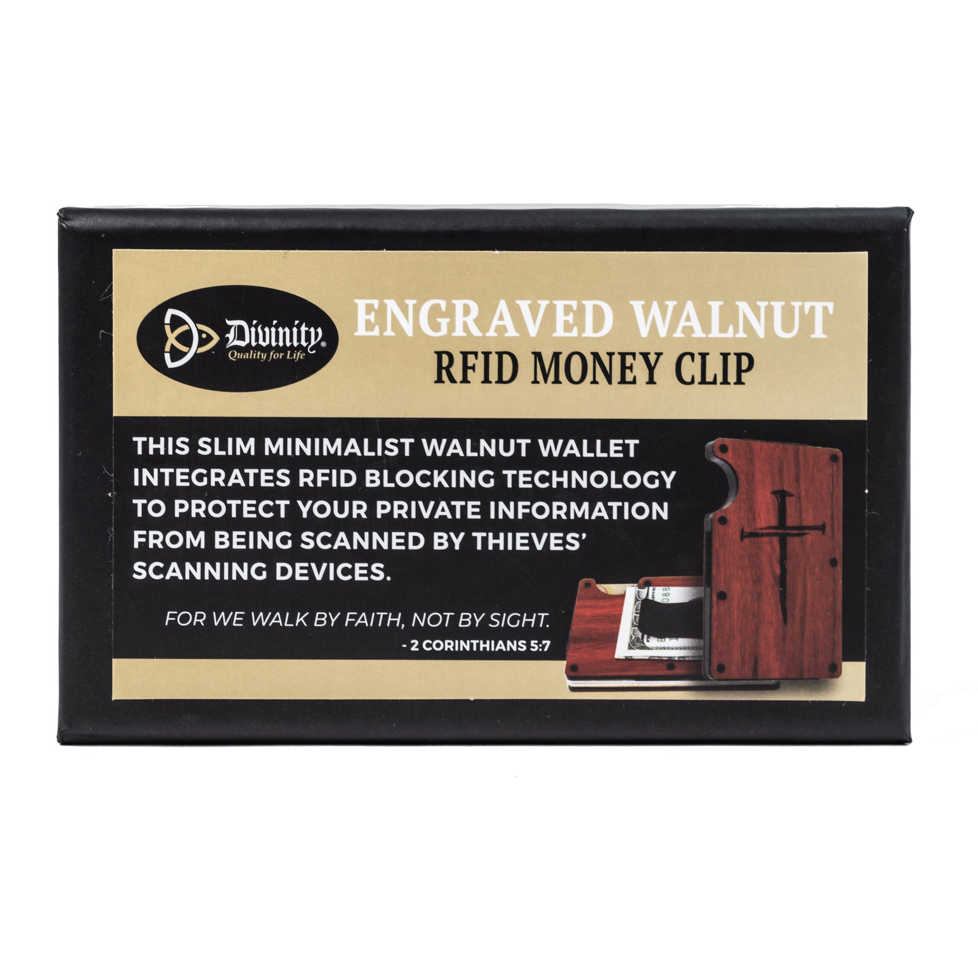 Engraved Rosewood RFID Money Clip-Cross