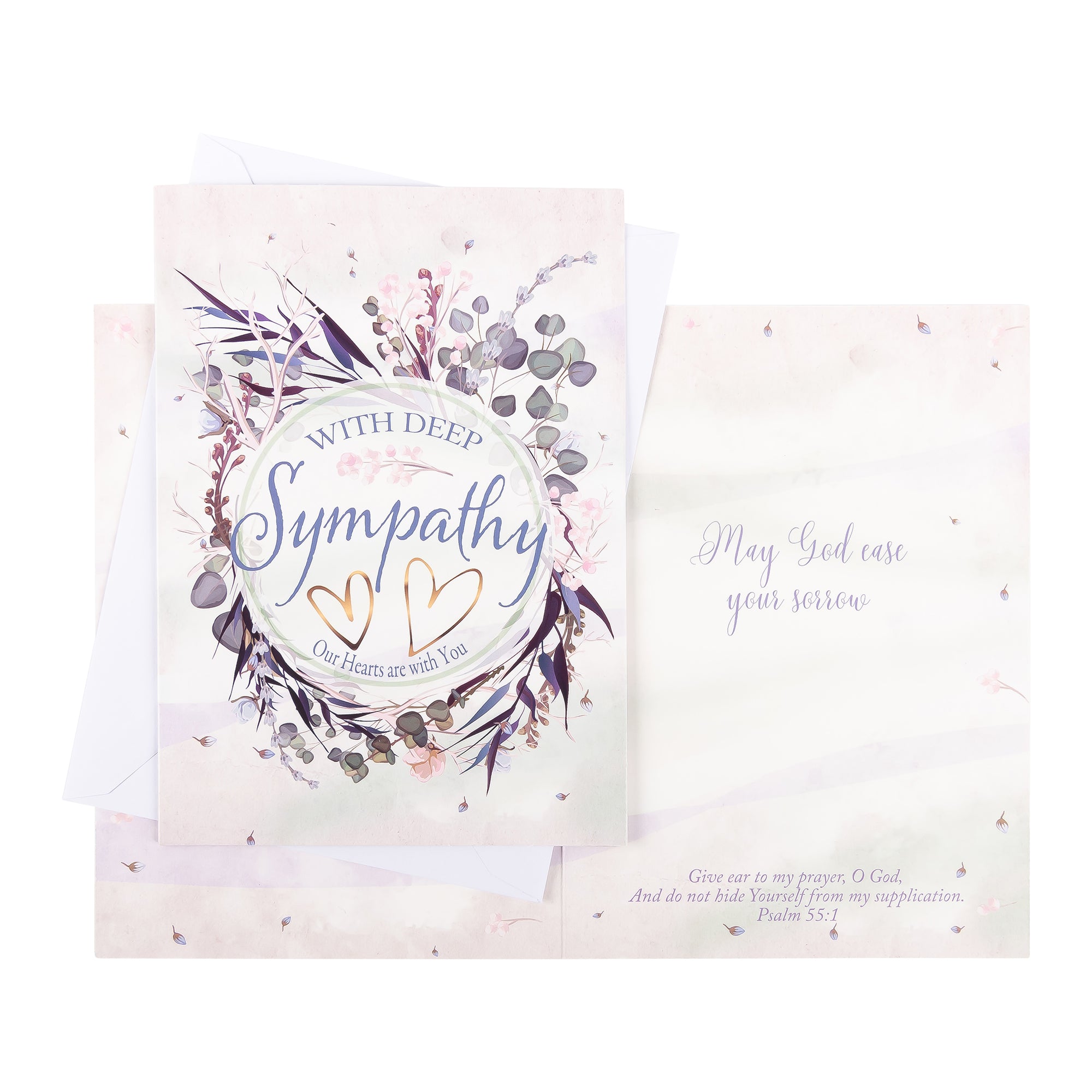 Single Cards - Sympathy - Wreath Psalm 55:1 (6 pk)