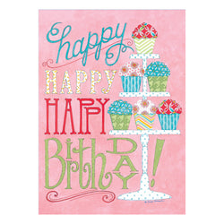 Single Cards - Birthday - Cupcake Tower Philippians 4:4 KJV (6 pk)