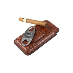 Trio Cigar Traveler with Cutter-Brown