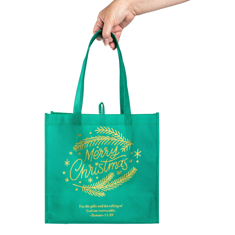Eco Tote: Christmas-Green/Gold Foil-Merry Christmas