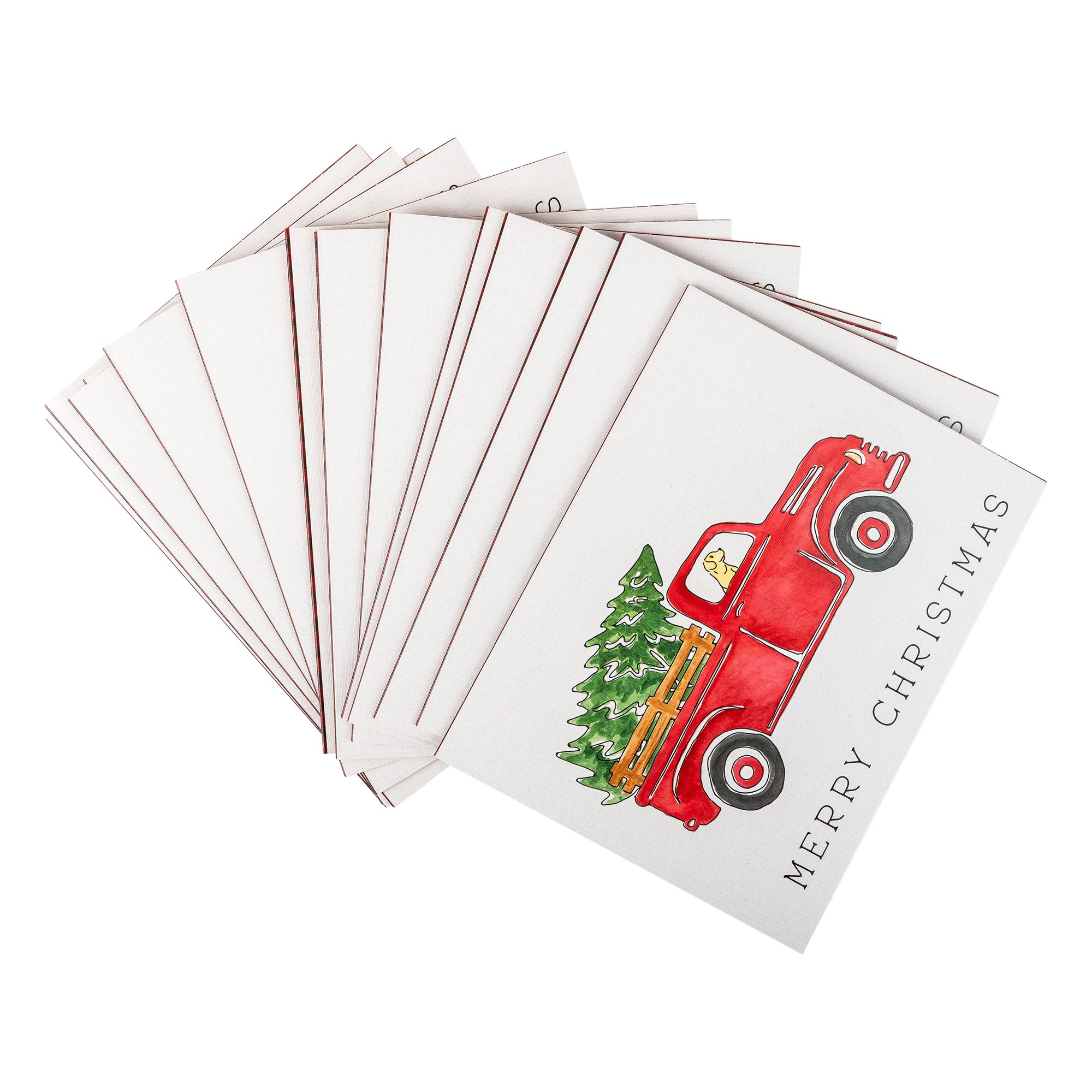 Boxed Christmas Cards: Red Plaid Truck