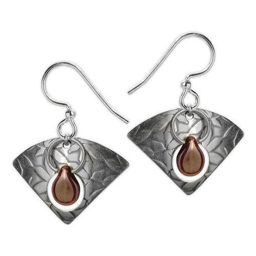 Jody Coyote Etched in Time Small Triangle with Copper Colored Bead Earring