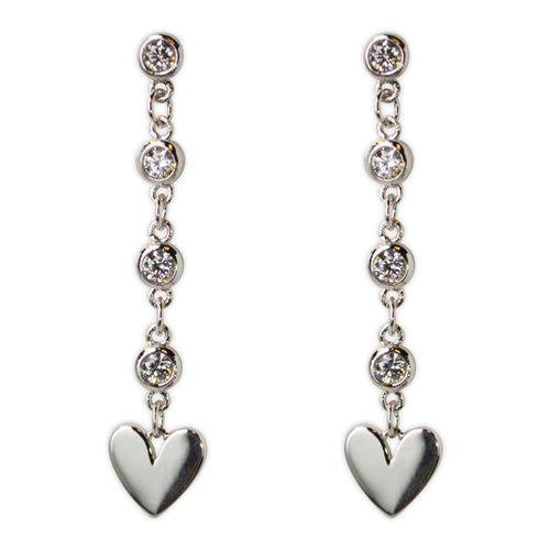 Jody Coyote Tiny Blessings Small Heart On Cubic Zirconia Chain Drop Earring