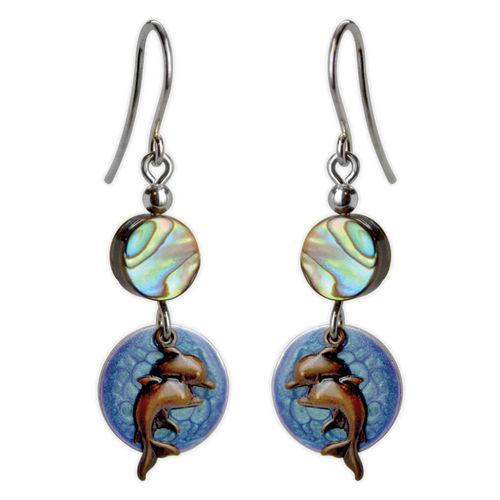 Jody Coyote Riviera Twin Dolphins with Abalone Beads Earring