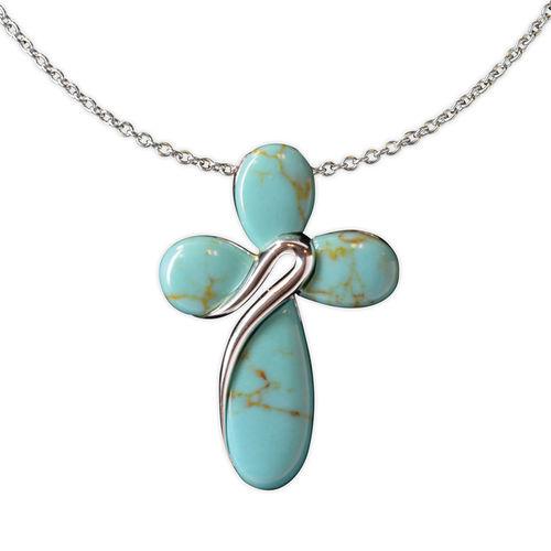 Jody Coyote Serenity Turquoise Rounded Shaped Cross Necklace