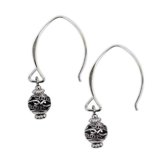 Jody Coyote Harmony Ball Silver Sculpted Round Bead On Hoop Wire Earring