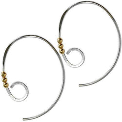 Jody Coyote Contour Large Spiral Hoop, Gold Bead Slides Earring