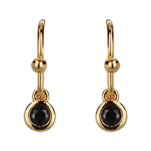 Jody Coyote Small Wonders Gold Stone Small Black Crystal Drops Earring