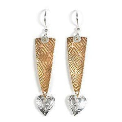 Jody Coyote Lovestruck Silver Plated EW, Bz Texture Dagger and Silver Plated Texture Heart L/R Earring