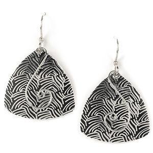 Jody Coyote Moonlight Silver Plated Antique Texture Pick and SFW Square 386 Earring