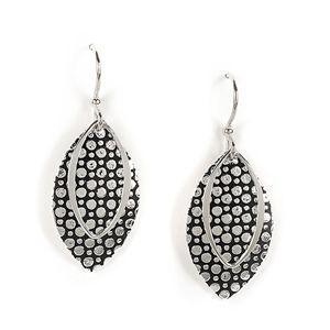 Jody Coyote Moonlight Silver Plated Antique Texture Leaf and SFW Square 366-1 Earring