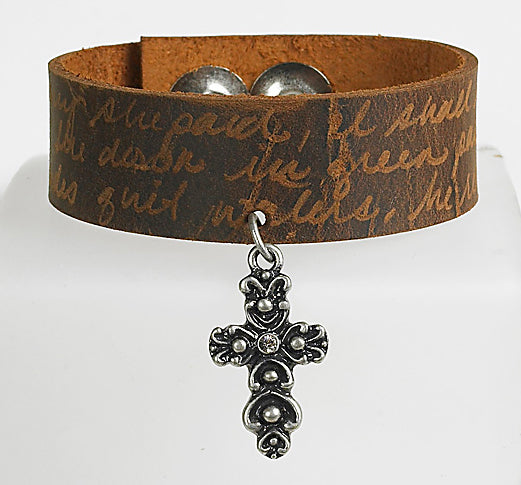 Monarch M-leather bracelet cross chrm 23 Psalm (2 pk)