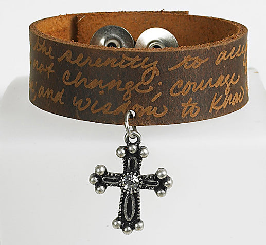 Monarch M-leather bracelet cross charm Serenity (2 pk)
