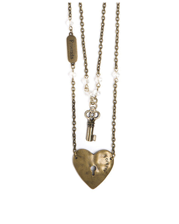 Monarch Heart and Key NK Brass "Friends Forever" (2 pk)