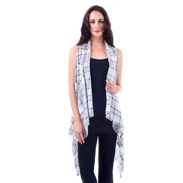 Black & White Plaid Long Vest,Outerwear,Mad Style, by Mad Style