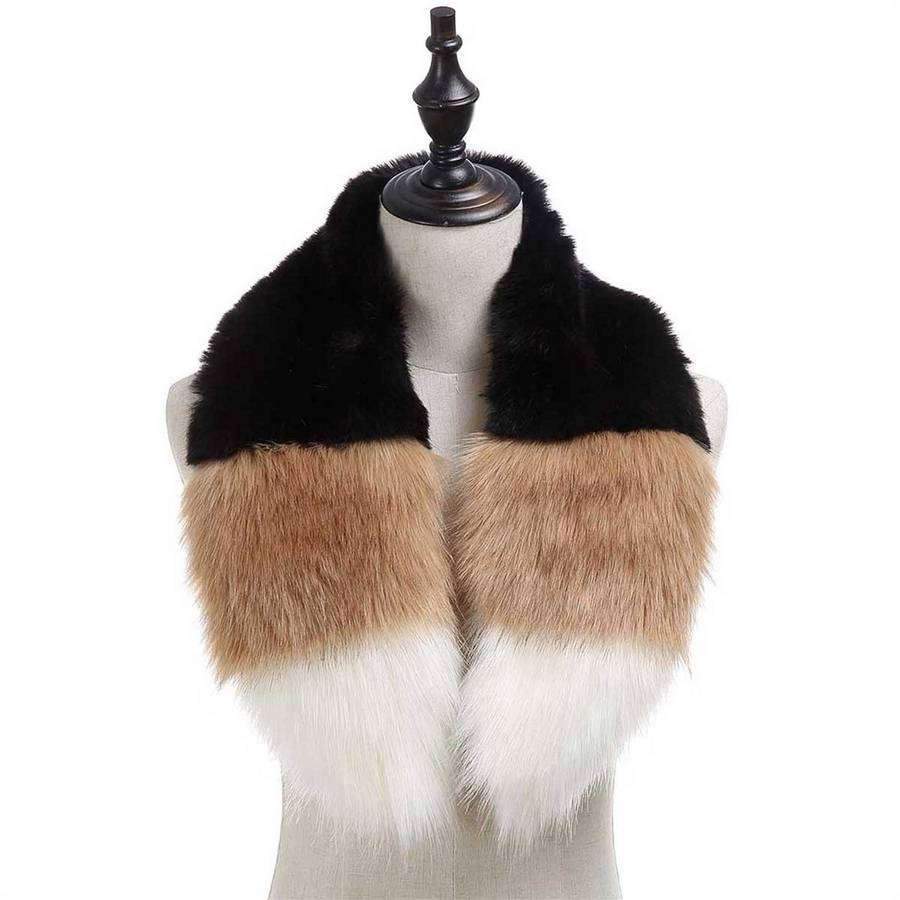Color Block Faux Fur Collar,Heavy Scarves,Mad Style, by Mad Style